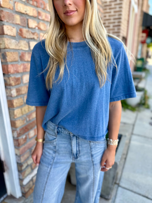 Z Supply Stellan Denim Top- Santorini Indigo