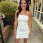 Alexa Contrast Stretch Denim Mini Dress- White