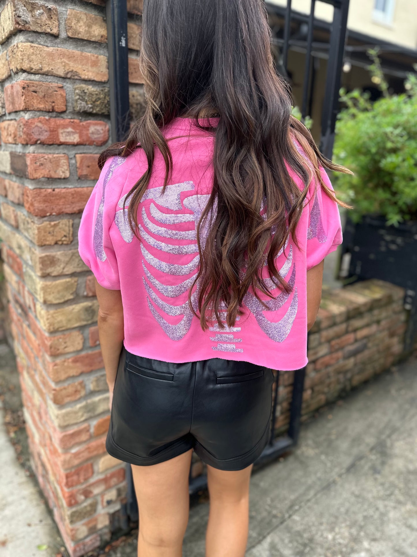 Tonal Skeleton Top- Pink