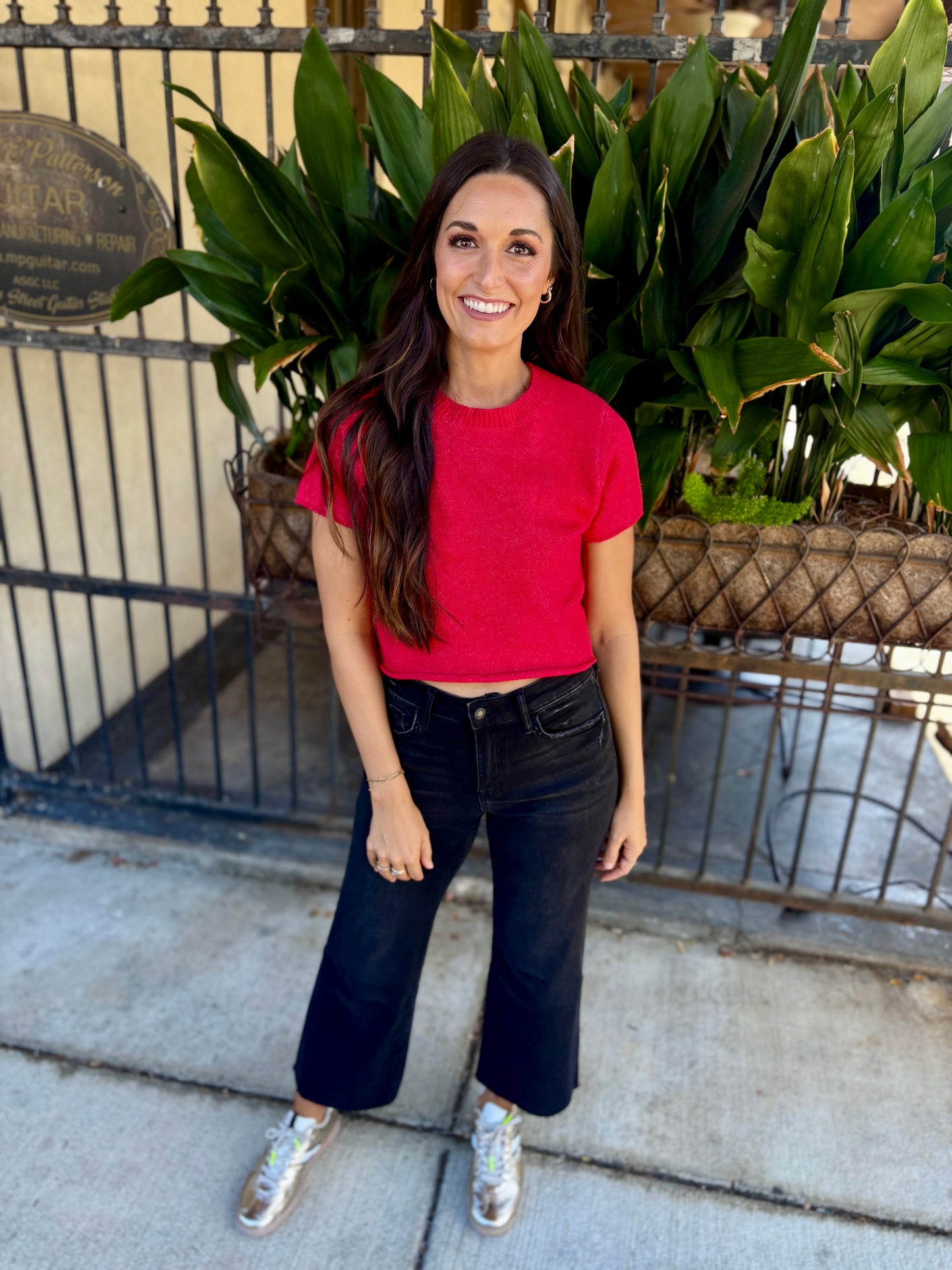 Jessie Crop Sweater- Red