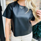 Ezra Faux Leather Top- Black