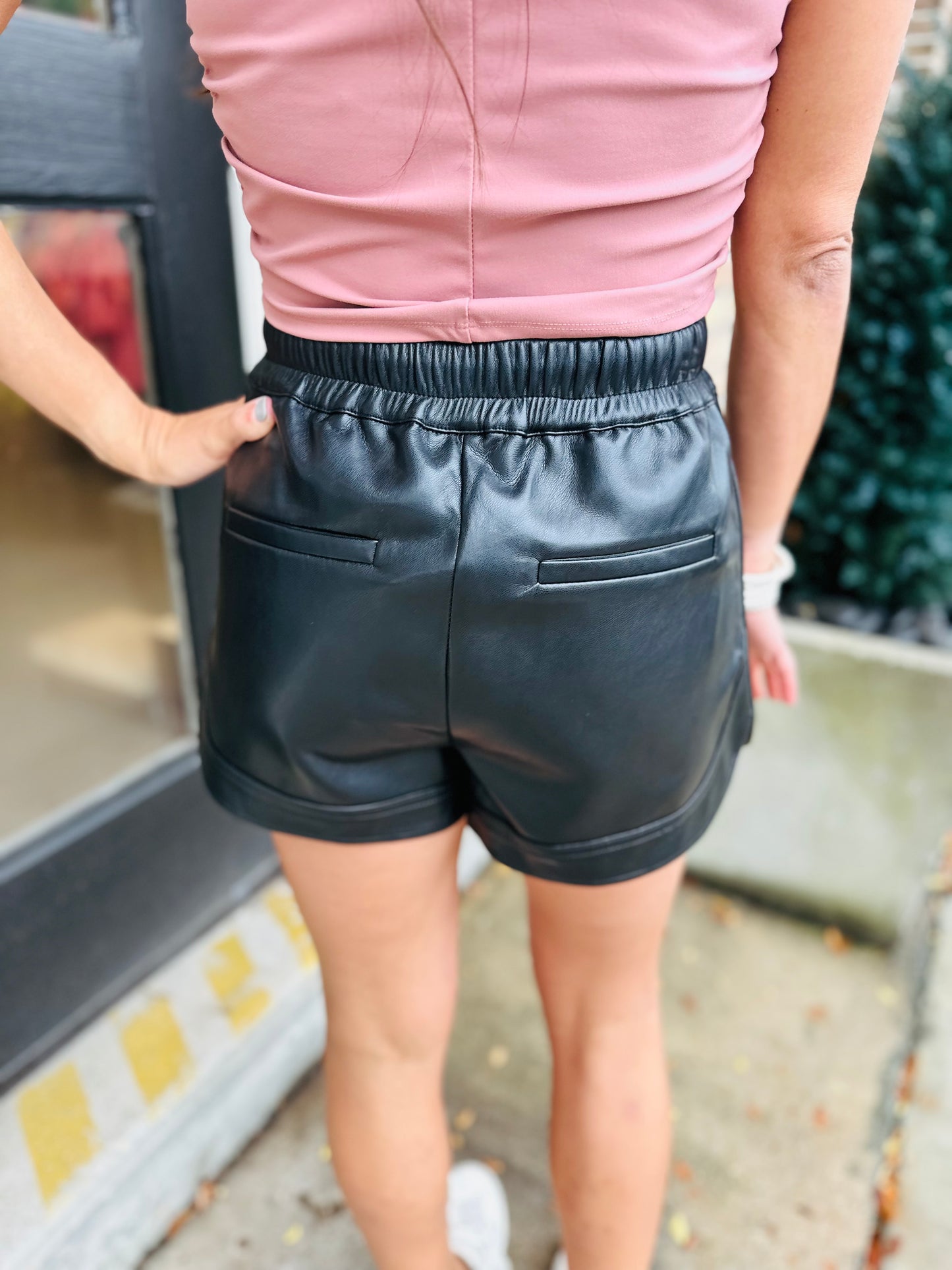 Gina Faux Leather Shorts- Black