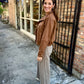 Halo Suede Snap Jacket- Camel