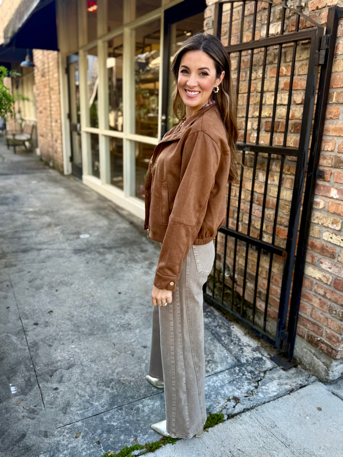 Halo Suede Snap Jacket- Camel