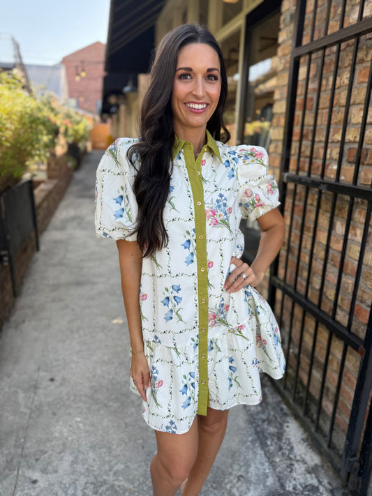 McWilliams Floral Dress- Ecru