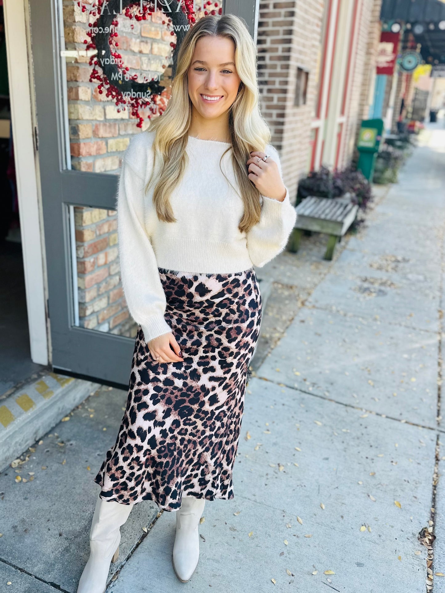 Leopard Mid-Rise Midi Skirt