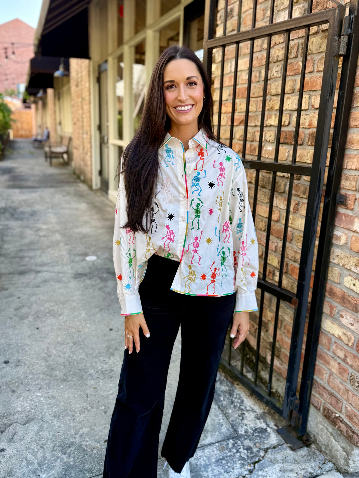 Queen Skeleton Button Up Top