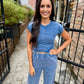 Move Mineral 2 PC Crop Top And Jogger Set- Navy
