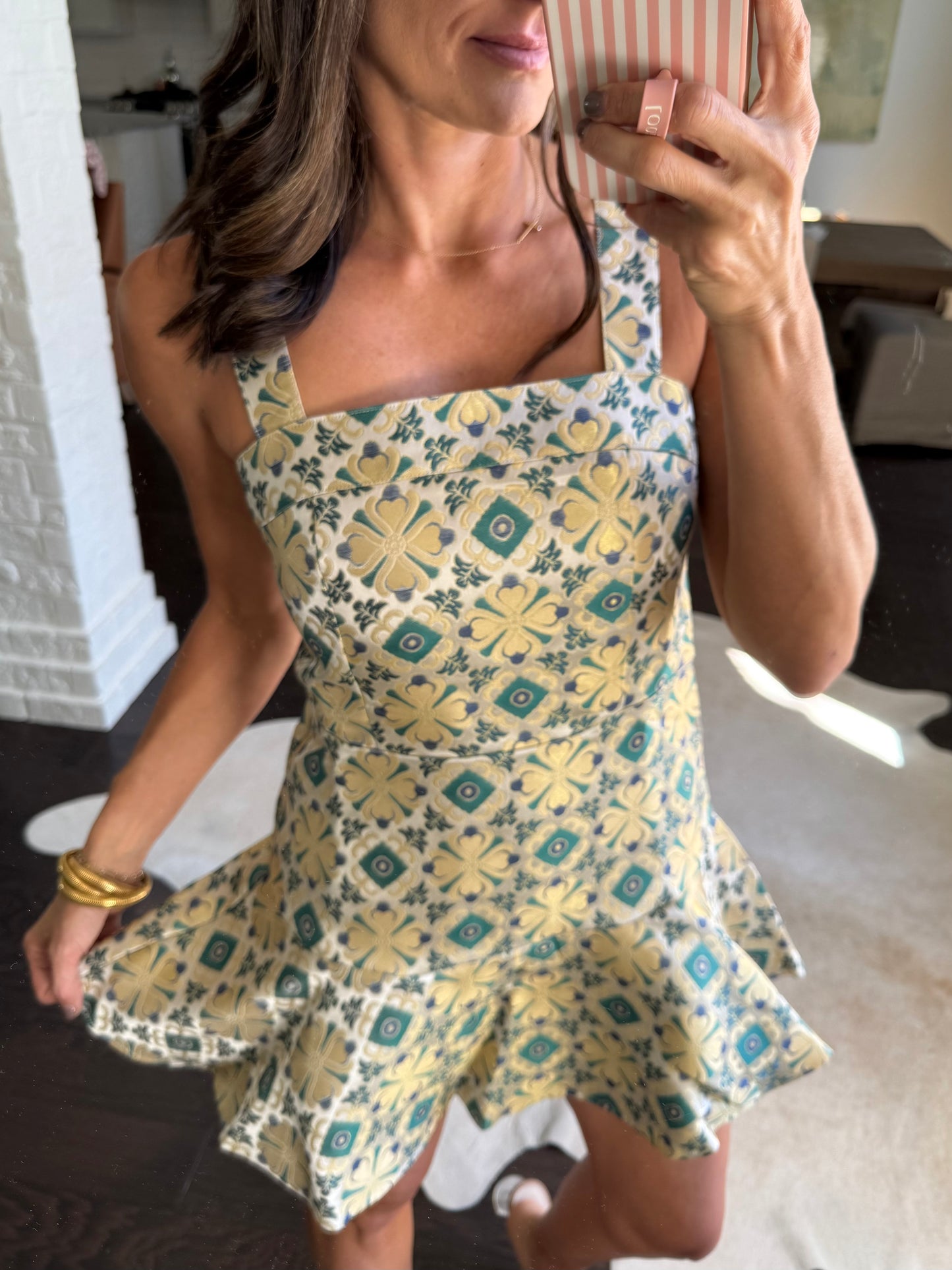 Emily Mini Dress- Tile Jacquard