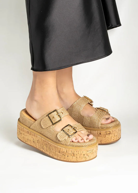 Lucinda Flatform Sandal- Natural Woven