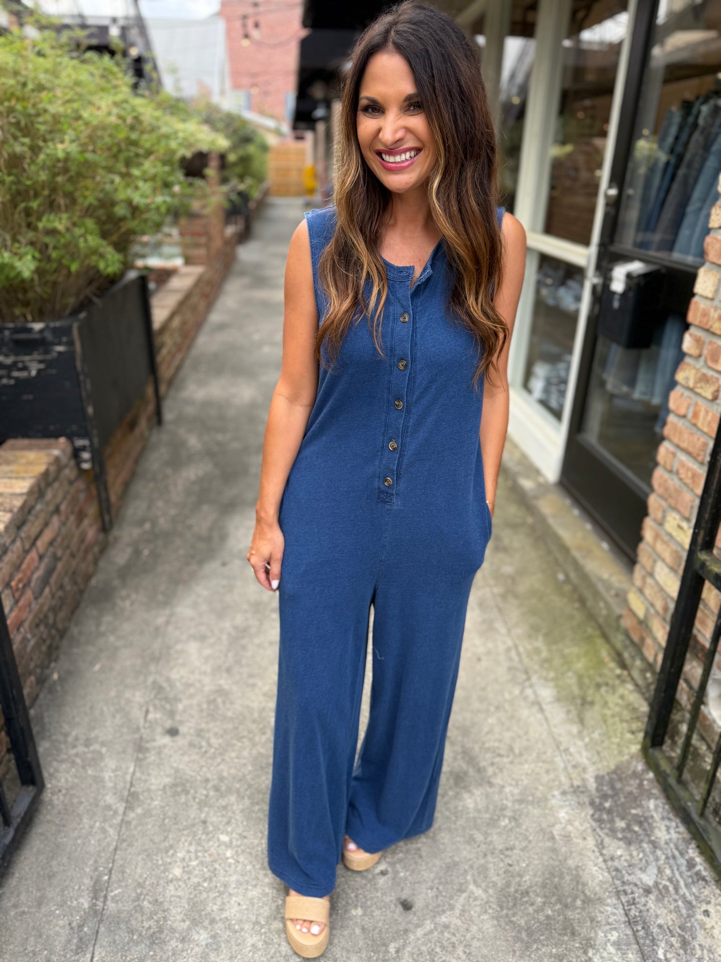 Z Supply Fiona Jersey Denim Jumpsuit