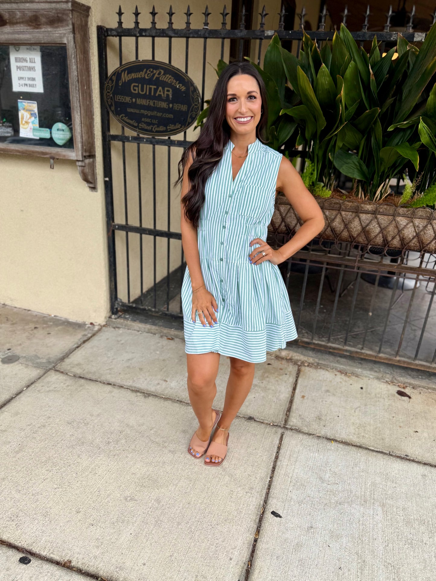 Liv Striped Dress- Sage