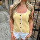Dillon Vest Button Tank- Yellow & White