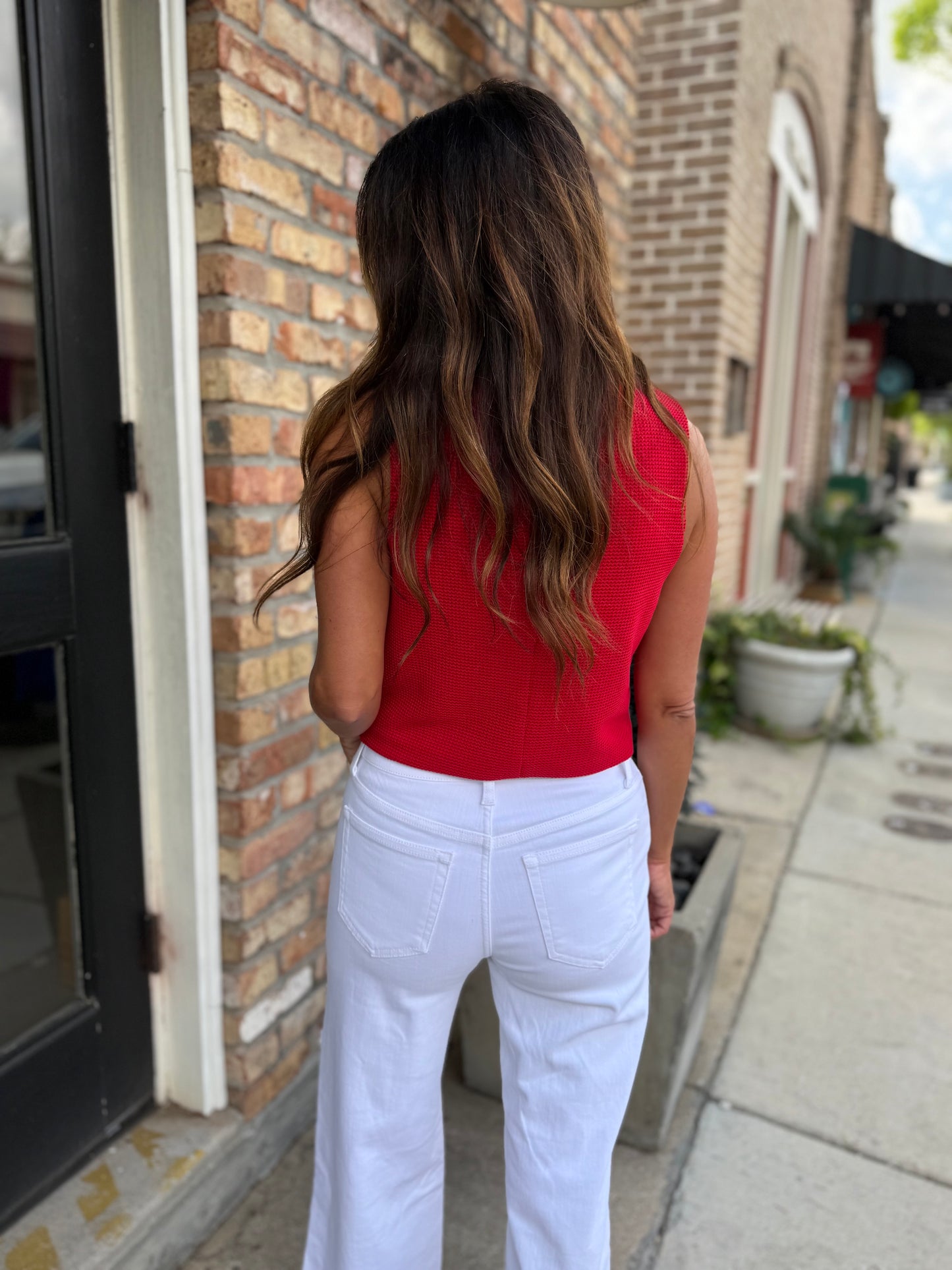 Letlow Textured Top- Red