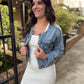 Collarless Denim Jacket