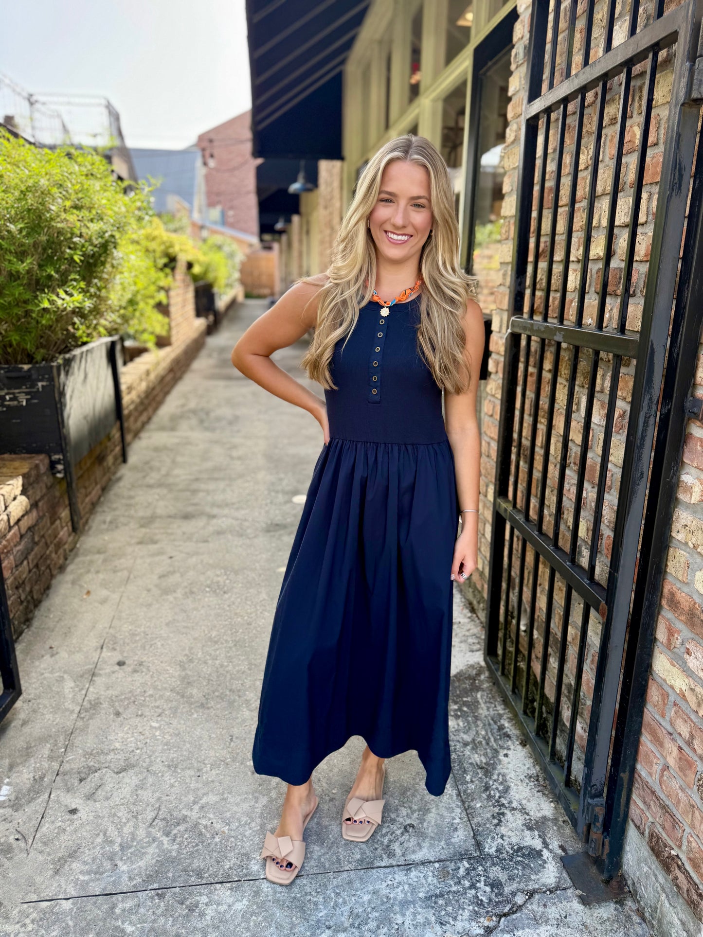 Henley Maxi Dress- Navy