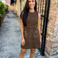 Horse Bit Suede Dress- Wood