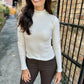 Elsewhere Mock Neck Long Sleeve Top- Ivory
