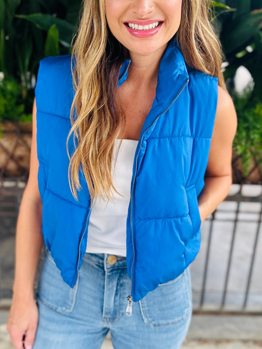 Landon Puffer Vest- Cobalt