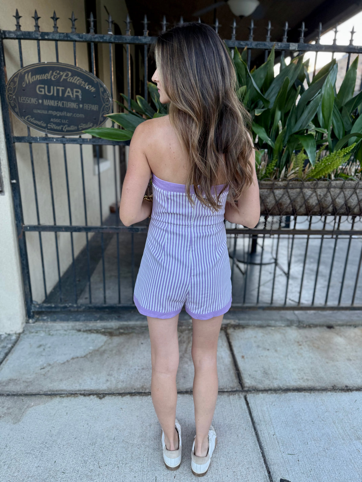Margot Romper Wrap Overlay- Purple/White
