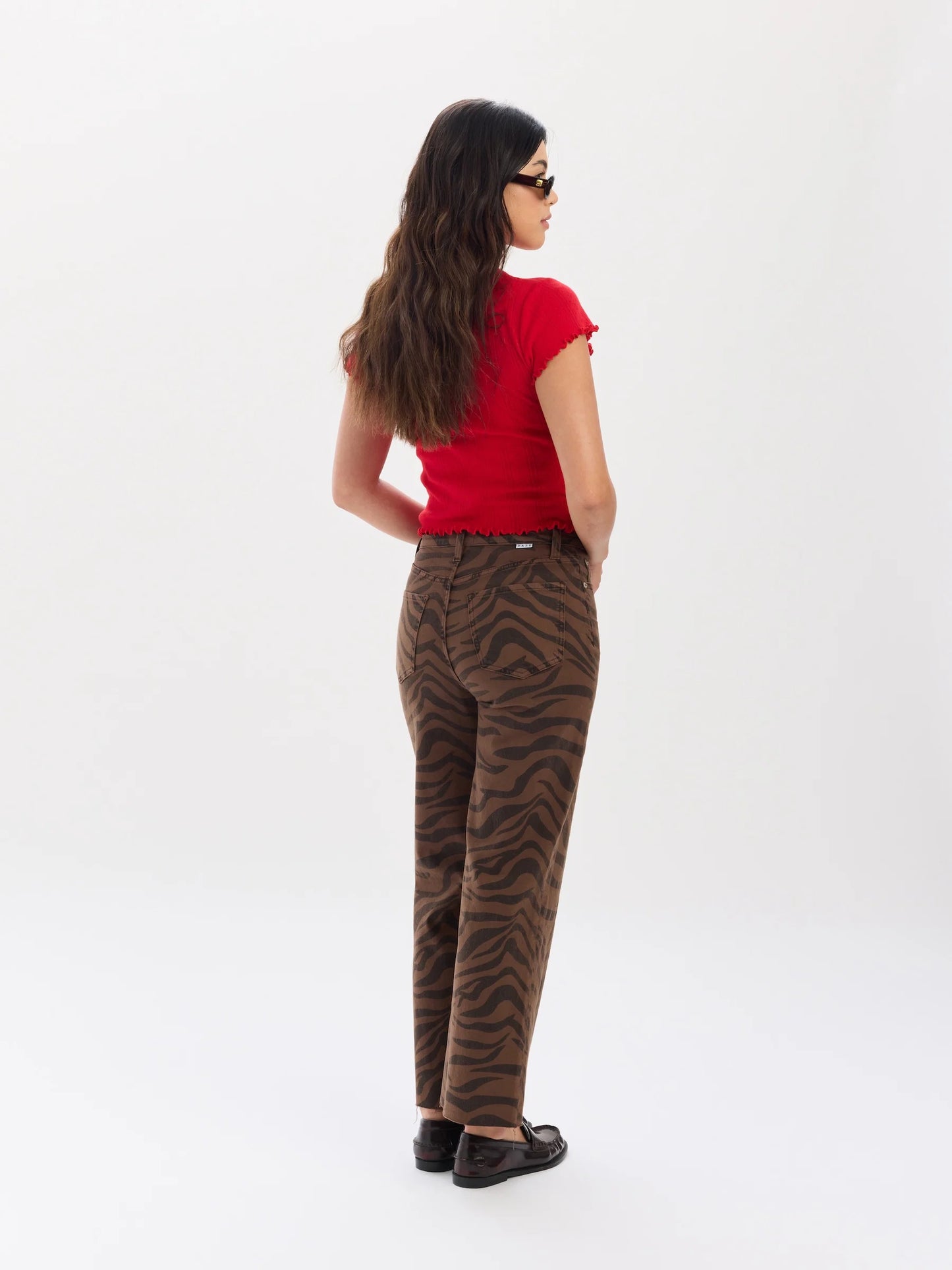 Pleaser High Rise Wide Ankle Denim- Desert Zebra