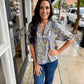 Luke Indigo Floral Ruffle Top