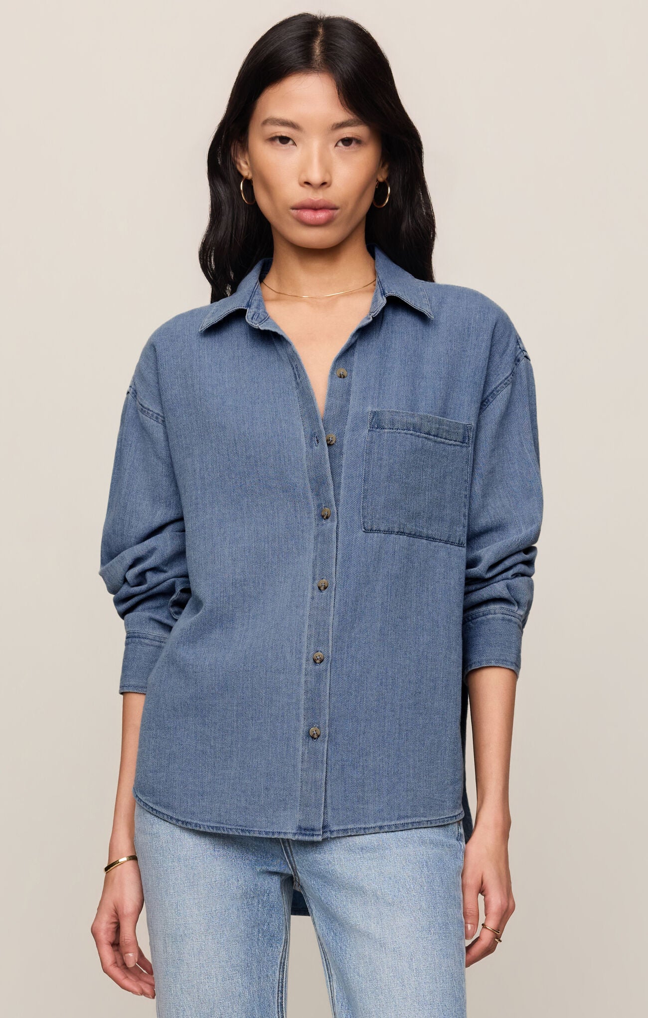 Z Supply Perfect Twill Button Up- Classic Indigo