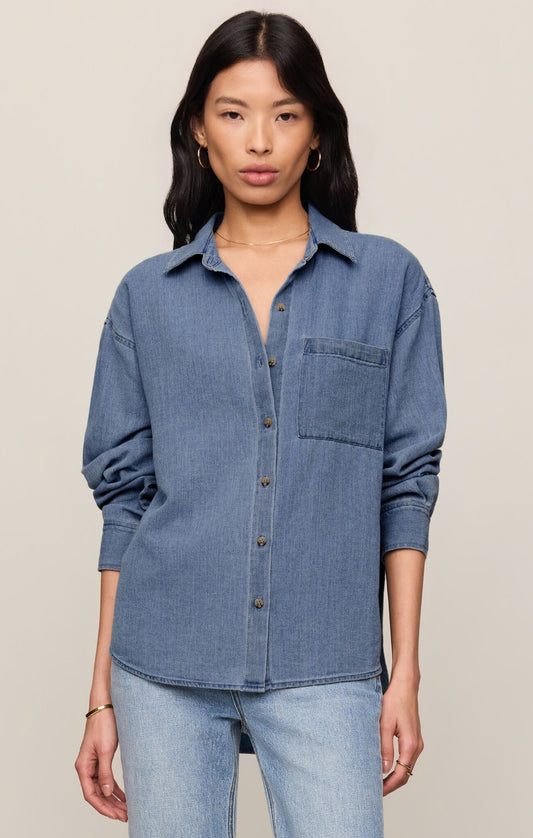 Z Supply Perfect Twill Button Up- Classic Indigo