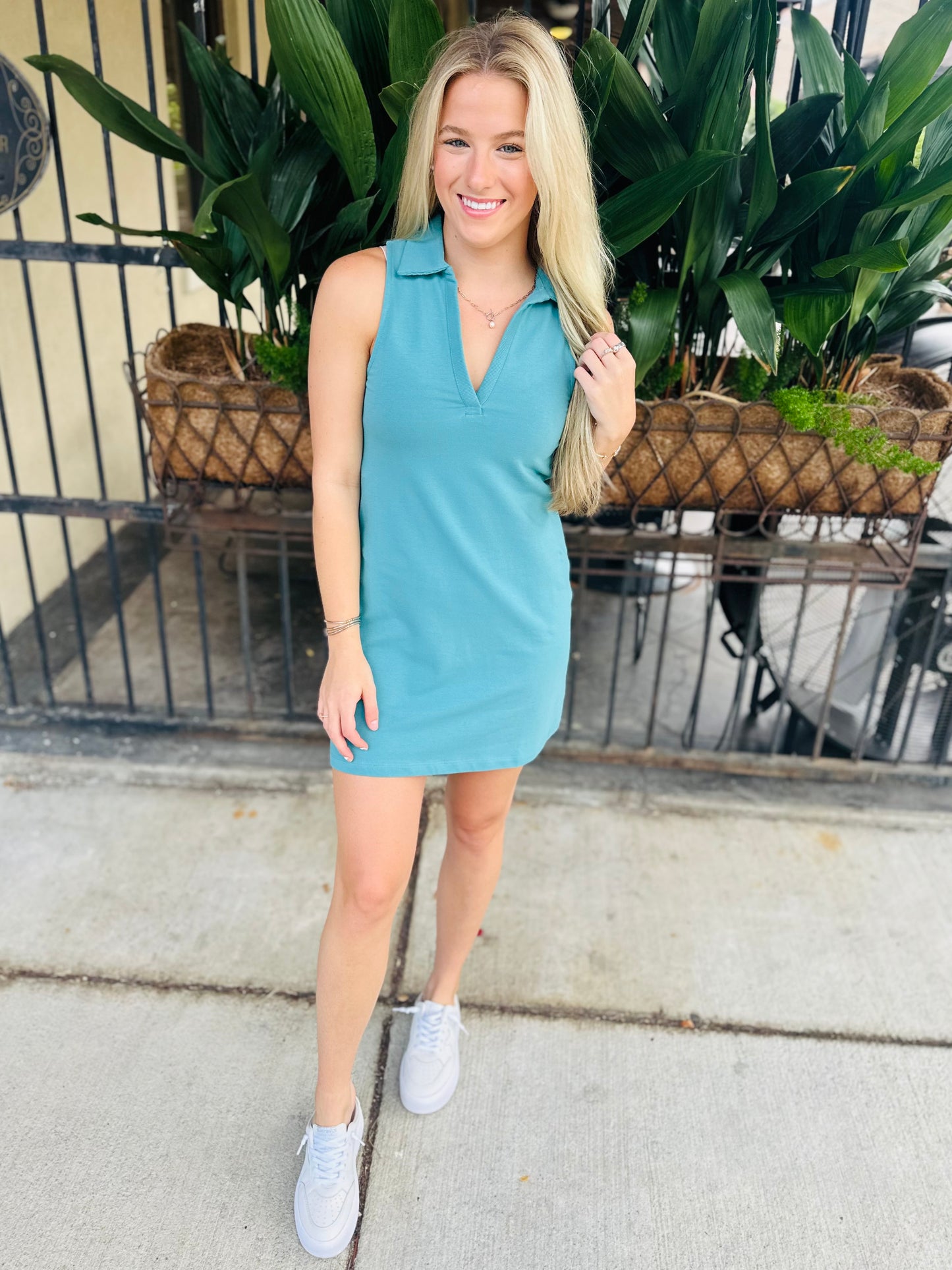 Polo Tank Dress- Grey Teal