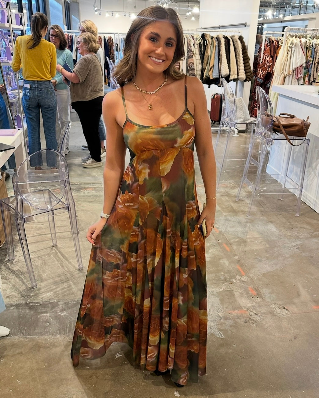 Heart Beats Godet Maxi Dress- Rose Petal