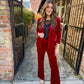 Ashley Velvet Blazer-Red
