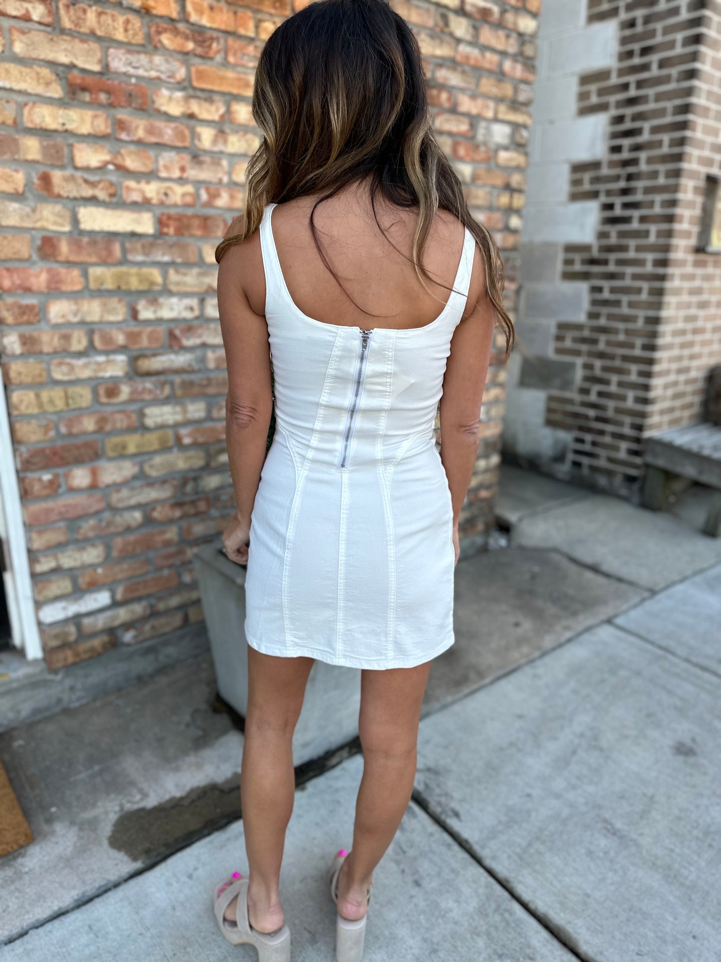 Festin' Stretch Mini Dress- White