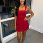 Amanda Mini Romper Dress- Cherry Cola
