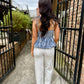 Peplum Stripe Tank- Blue