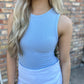 Farrah Fitted Ribbed Bodysuit- Baby Blue
