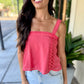 Doha Eyelet Flowy Tank- Bright Pink