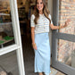 Naomi Striped Cardigan Top- Ice Blue