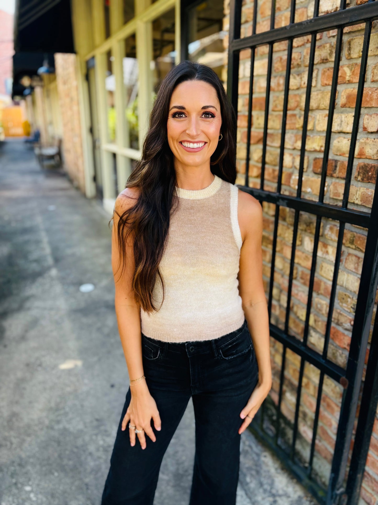 Palmer Ombre Sweater Tank- Taupe Multi