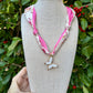 Scarf Necklace- Pink Hope/Butterfly