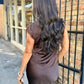 Meaux Mixed Lace Top- Brown