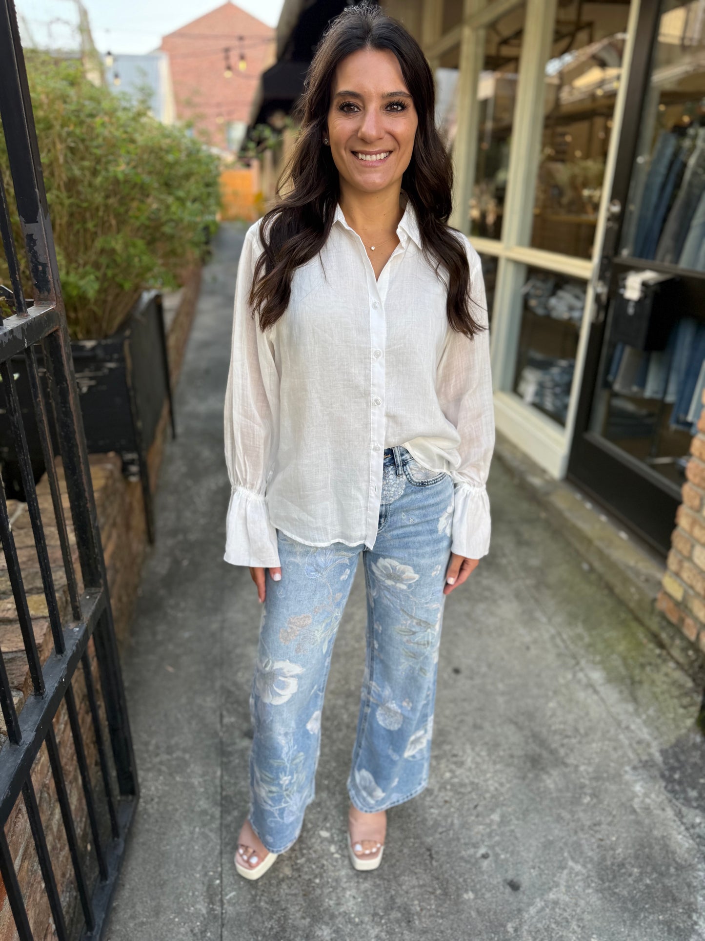 Vista Button Down Top- White