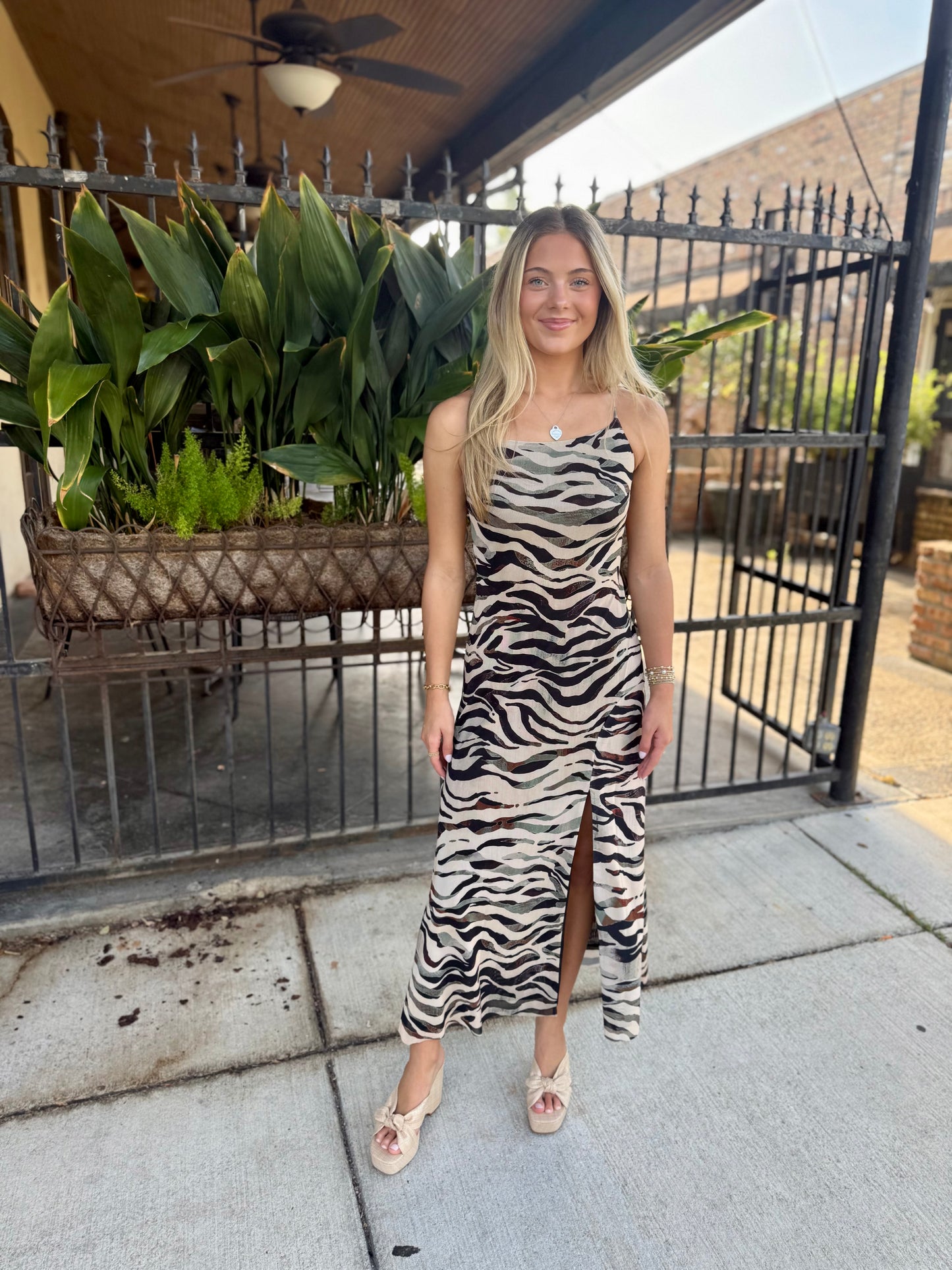 Adella Maxi Dress- Caramel Zebra