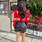 White Bow Sweatshirt- Red