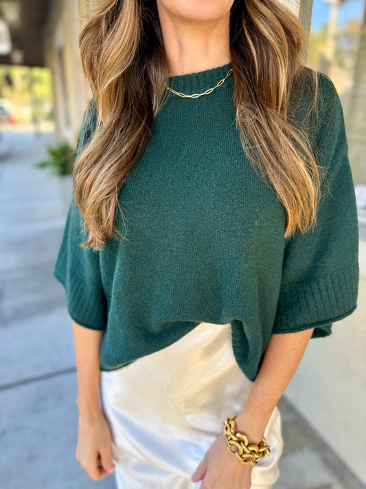 Fallow Flared Sweater Top- Green