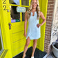 Wavy Cutout Tweed Dress- Lt Blue
