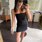 Nancy Strapless Linen Mini Dress- Black