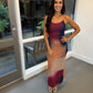 Romantic Mesh Slim Fit Maxi Dress- Fruit Night