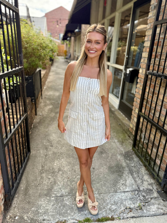 Trinity Striped Button Dress- Melange