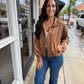 Z Supply Corin Bubble Hem Jacket- Saddle