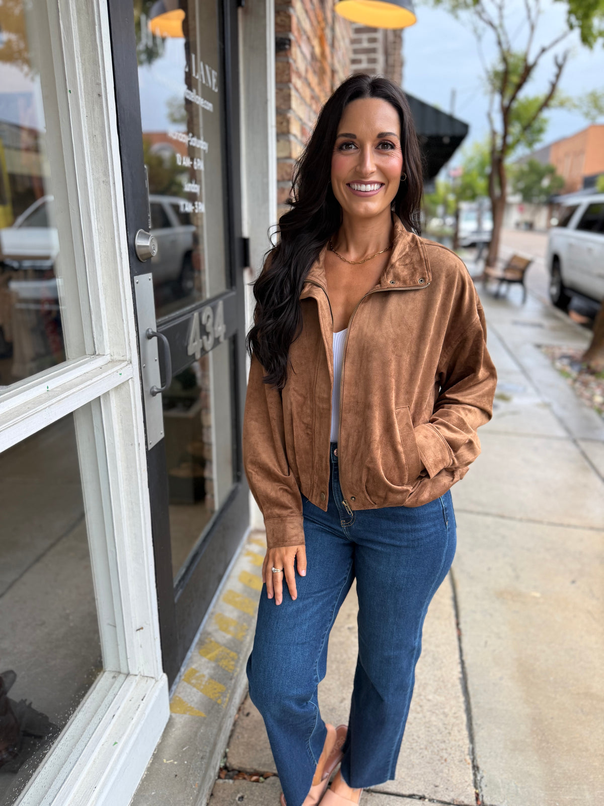 Z Supply Corin Bubble Hem Jacket- Saddle